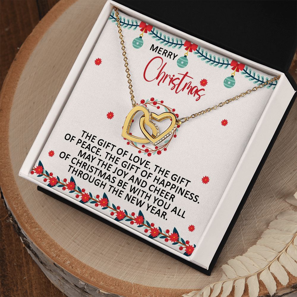 May The Joy And Cheer Of Christmas Be With You – Interlocking Hearts Necklace – Gift for Her