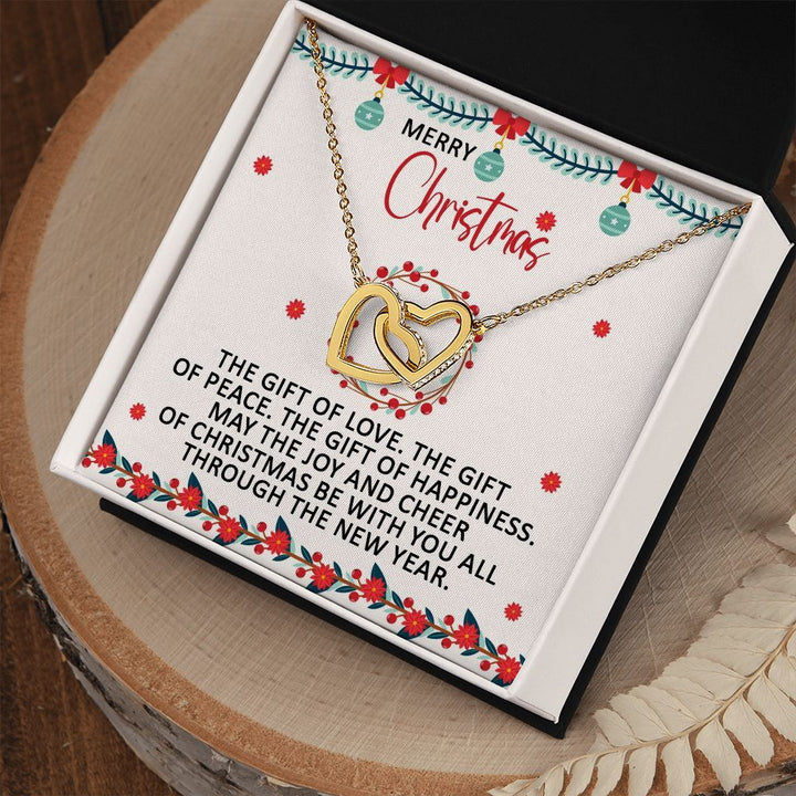 May The Joy And Cheer Of Christmas Be With You – Interlocking Hearts Necklace – Gift for Her