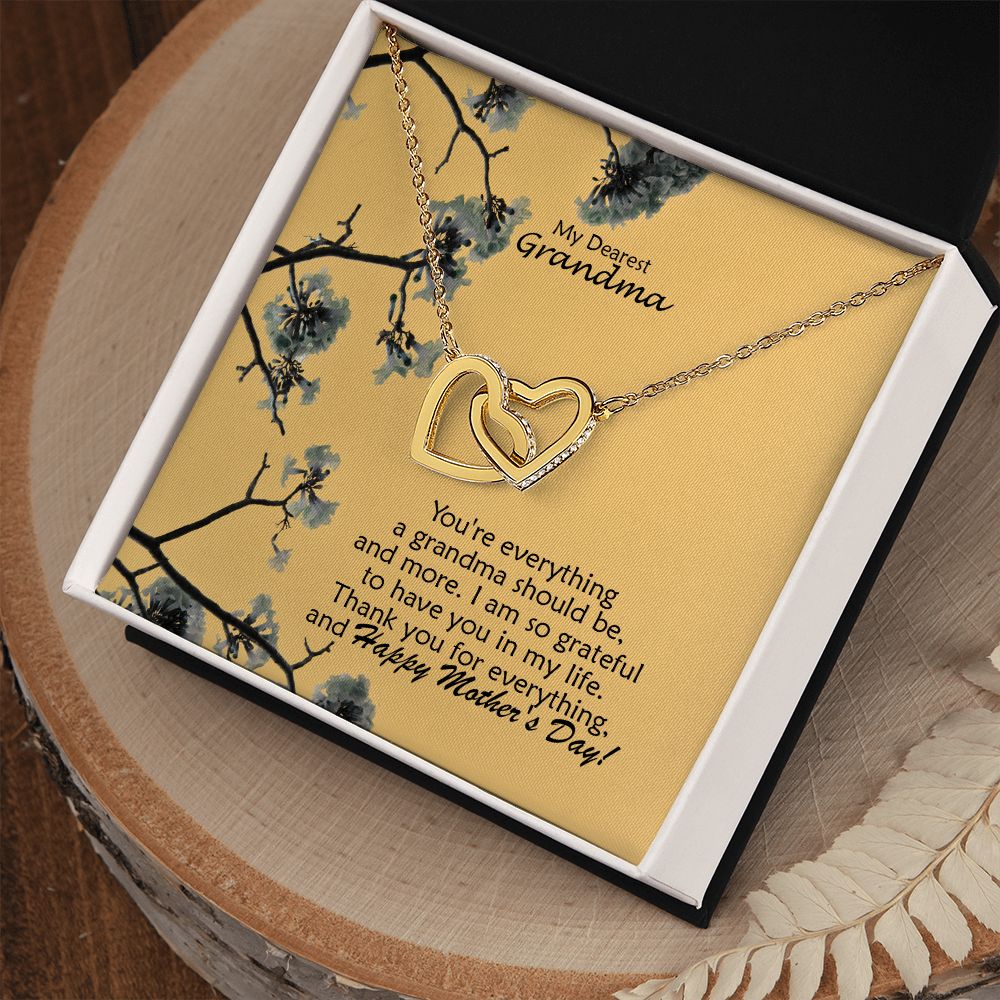 I Am So Grateful To Have You In My Life - Thank You For Everything & Happy Mother's Day! - Interlocking Hearts Necklace - Gift for Grandma