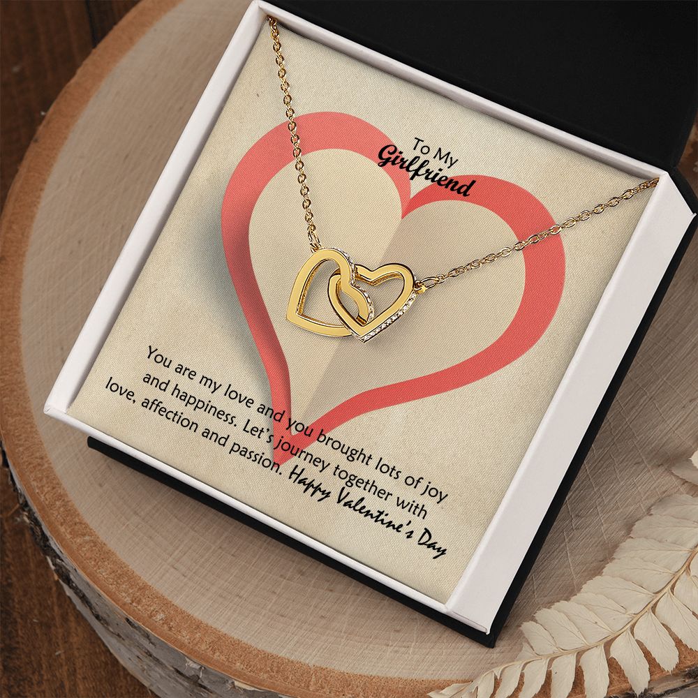To My Girlfriend, You Are My Love And You Brought Lots of Joy & Happiness - Interlocking Hearts Necklace - Gift for Girlfriend