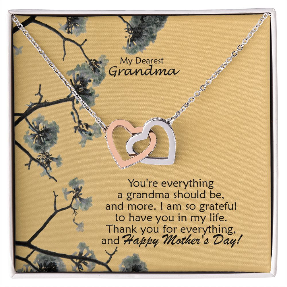 I Am So Grateful To Have You In My Life - Thank You For Everything & Happy Mother's Day! - Interlocking Hearts Necklace - Gift for Grandma