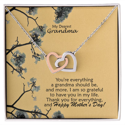 I Am So Grateful To Have You In My Life - Thank You For Everything & Happy Mother's Day! - Interlocking Hearts Necklace - Gift for Grandma