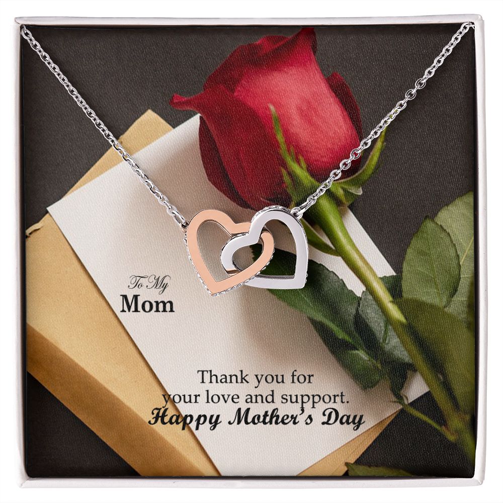 Thank You For Your Love & Support - Happy Mother's Day! - Interlocking Hearts Necklace - Gift for Mom