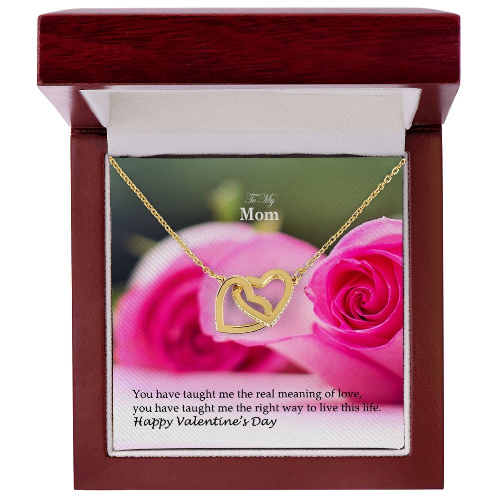 To My Mom, You Have Taught Me The Real Meaning of Love - Interlocking Hearts Necklace - Gift for Mom