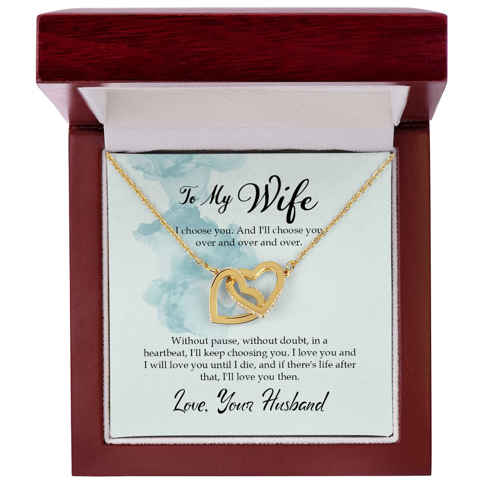 To My Wife, I Choose You – Interlocking Hearts Necklace – Gift for Wife