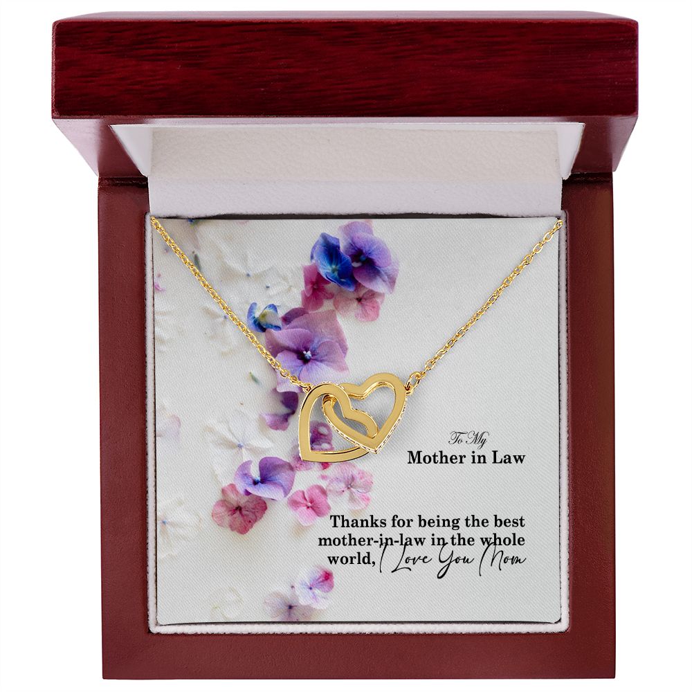 To My Mother in law, Thanks For Being The Best Mother-in-law in the Whole World - Interlocking Hearts Necklace - Gift for Mother in law
