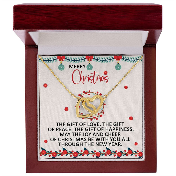 May The Joy And Cheer Of Christmas Be With You – Interlocking Hearts Necklace – Gift for Her