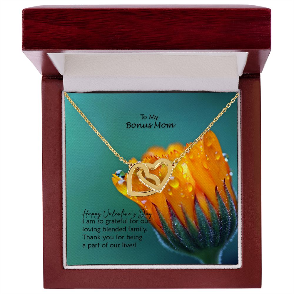 To My Bonus Mom, I Am So Grateful For Our Loving Blended Family - Interlocking Hearts Necklace - Gift for Mom