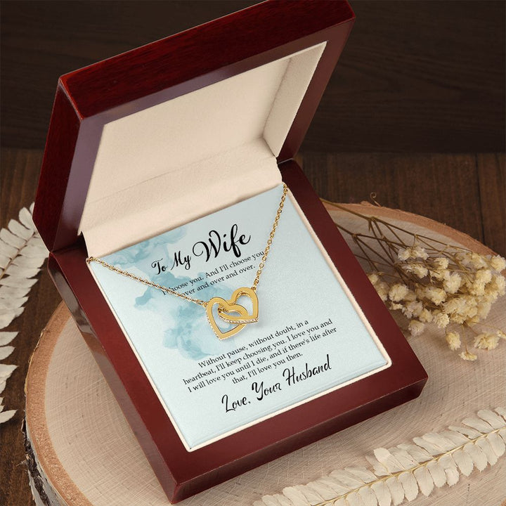 To My Wife, I Choose You – Interlocking Hearts Necklace – Gift for Wife