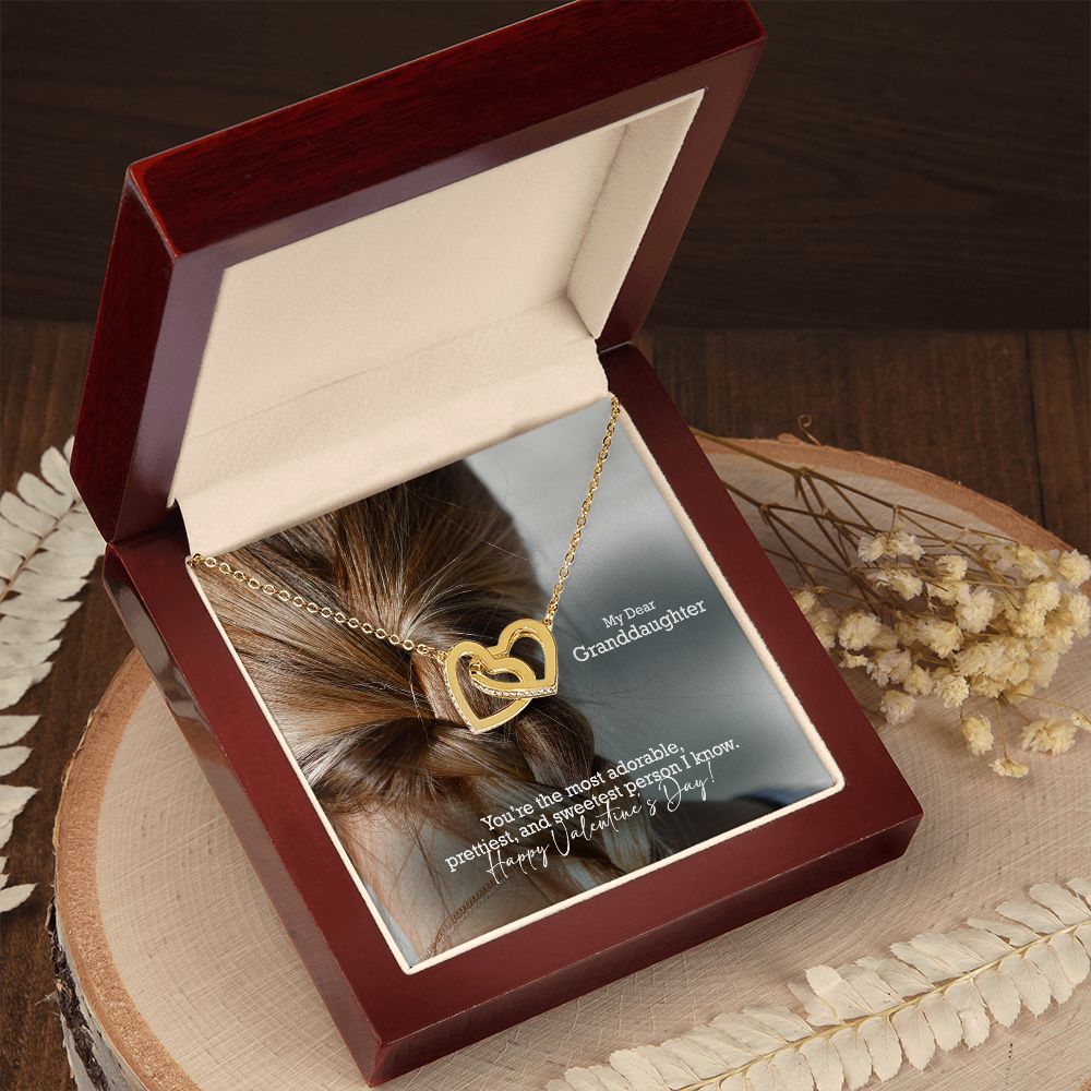 My Dear Granddaughter, You're The Most Adorable, Prettiest, & Sweetest Person I Know - Interlocking Hearts Necklace - Gift for Granddaughter
