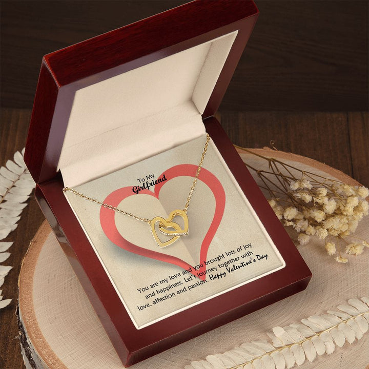 To My Girlfriend, You Are My Love And You Brought Lots of Joy &amp; Happiness - Interlocking Hearts Necklace - Gift for Girlfriend