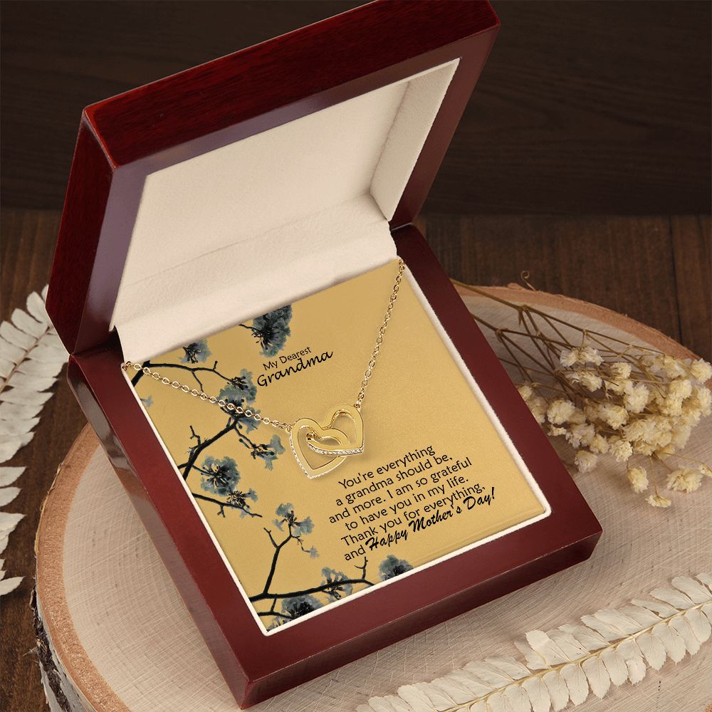 I Am So Grateful To Have You In My Life - Thank You For Everything & Happy Mother's Day! - Interlocking Hearts Necklace - Gift for Grandma