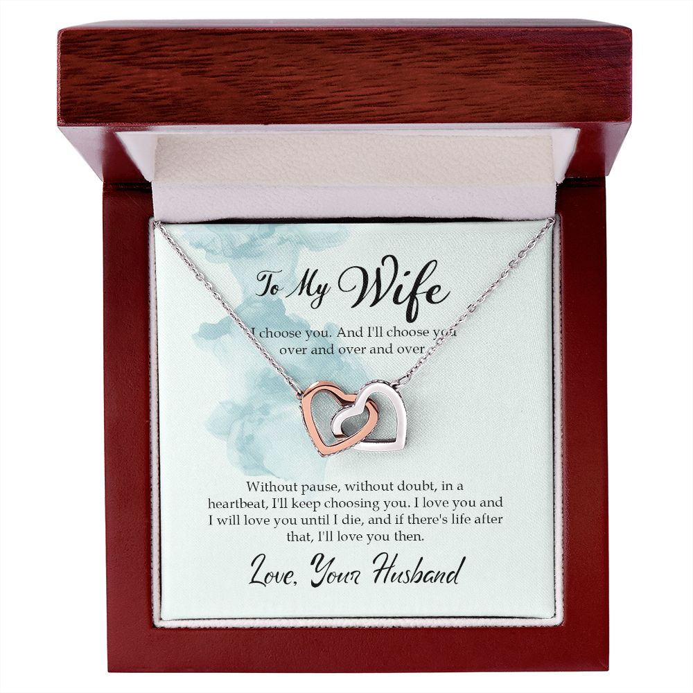 To My Wife, I Choose You - Interlocking Hearts Necklace - Gift for Wife