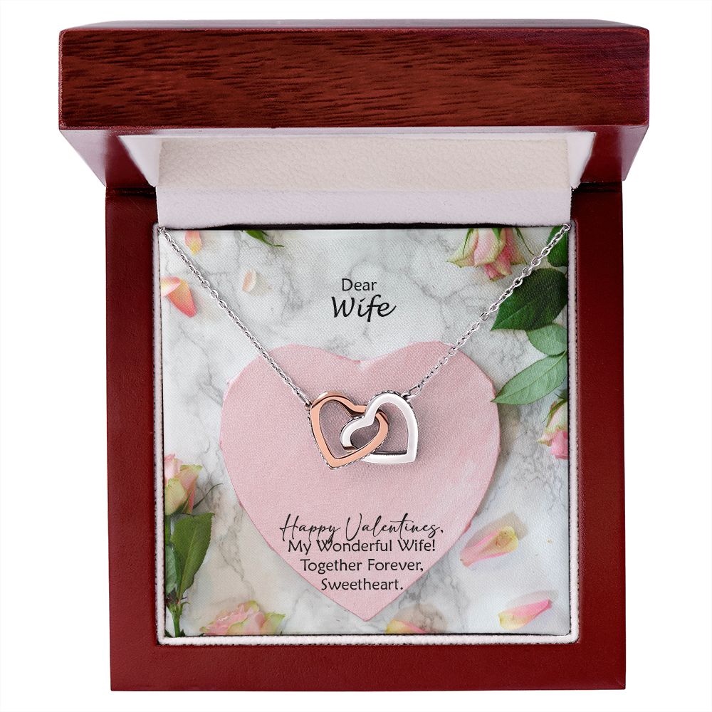 Dear Wife, Happy Valentine's, Together Forever, Sweetheart - Interlocking Hearts Necklace - Gift for Wife