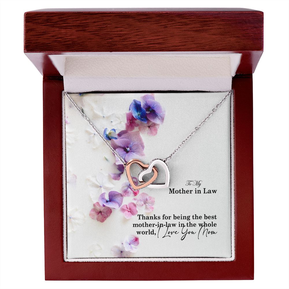 To My Mother in law, Thanks For Being The Best Mother-in-law in the Whole World - Interlocking Hearts Necklace - Gift for Mother in law