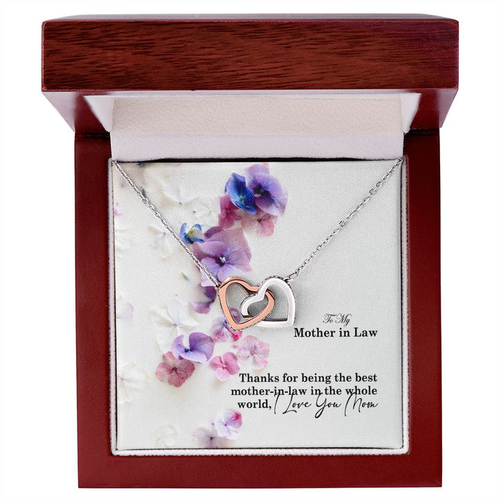 To My Mother in law, Thanks For Being The Best Mother-in-law in the Whole World - Interlocking Hearts Necklace - Gift for Mother in law