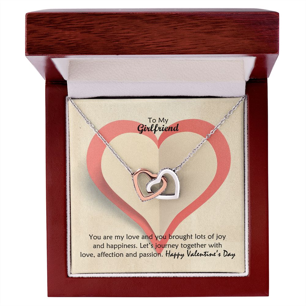 To My Girlfriend, You Are My Love And You Brought Lots of Joy & Happiness - Interlocking Hearts Necklace - Gift for Girlfriend