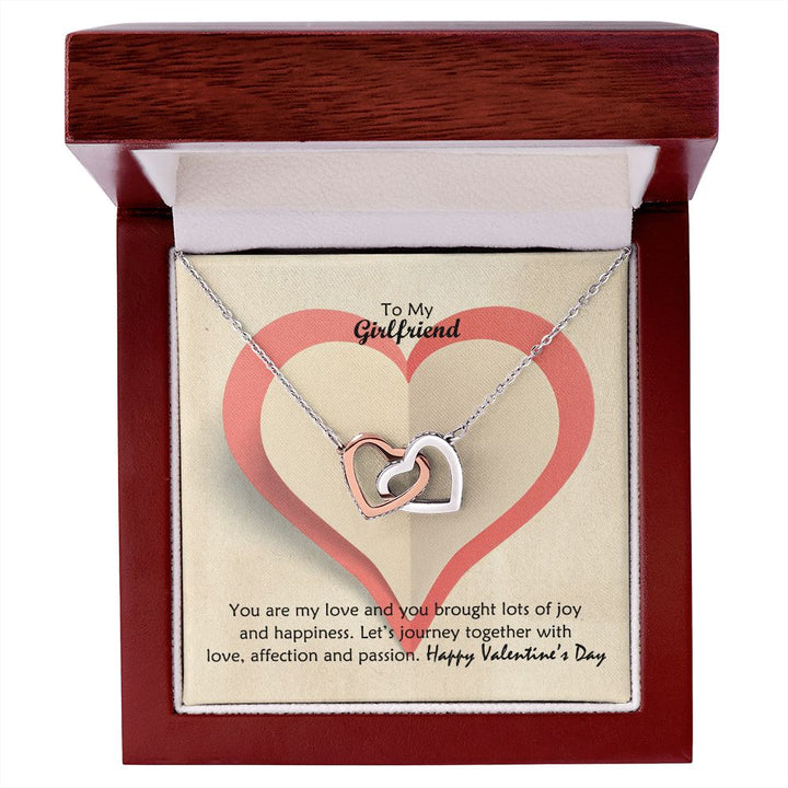 To My Girlfriend, You Are My Love And You Brought Lots of Joy &amp; Happiness - Interlocking Hearts Necklace - Gift for Girlfriend