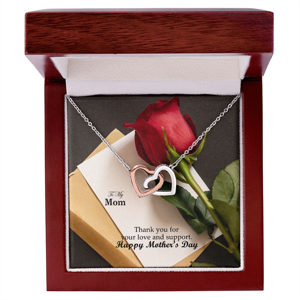 Thank You For Your Love & Support - Happy Mother's Day! - Interlocking Hearts Necklace - Gift for Mom