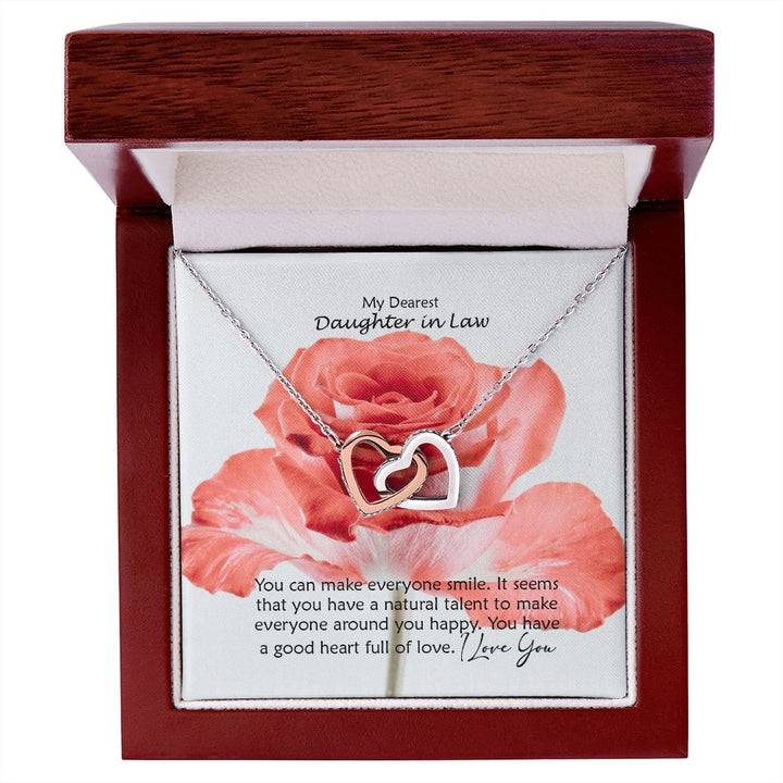 My Dearest Daughter in Law, It Seems That You Have A Natural Talent To Make Everyone Around You Happy - Interlocking Hearts Necklace - Gift for Daughter in Law