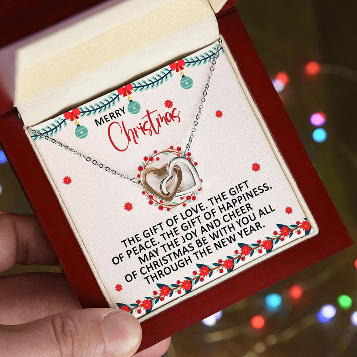 May The Joy And Cheer Of Christmas Be With You – Interlocking Hearts Necklace – Gift for Her