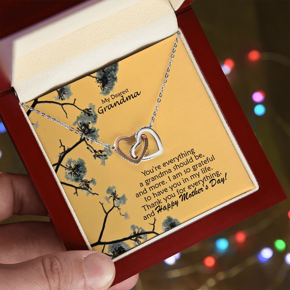 I Am So Grateful To Have You In My Life - Thank You For Everything & Happy Mother's Day! - Interlocking Hearts Necklace - Gift for Grandma