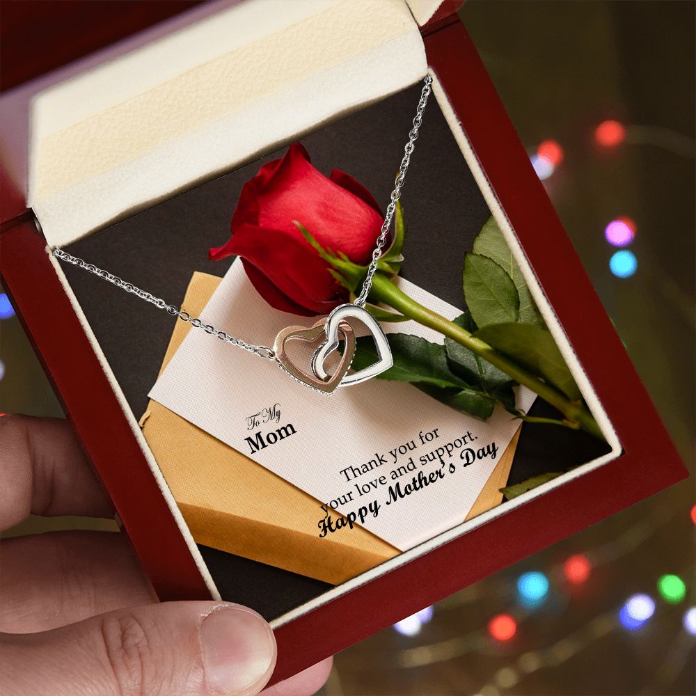 Thank You For Your Love & Support - Happy Mother's Day! - Interlocking Hearts Necklace - Gift for Mom