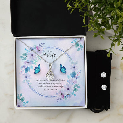 My Wife, Your Heart is Full of Love and Affection - Alluring Beauty & Clear CZ Earrings - Gift for Wife