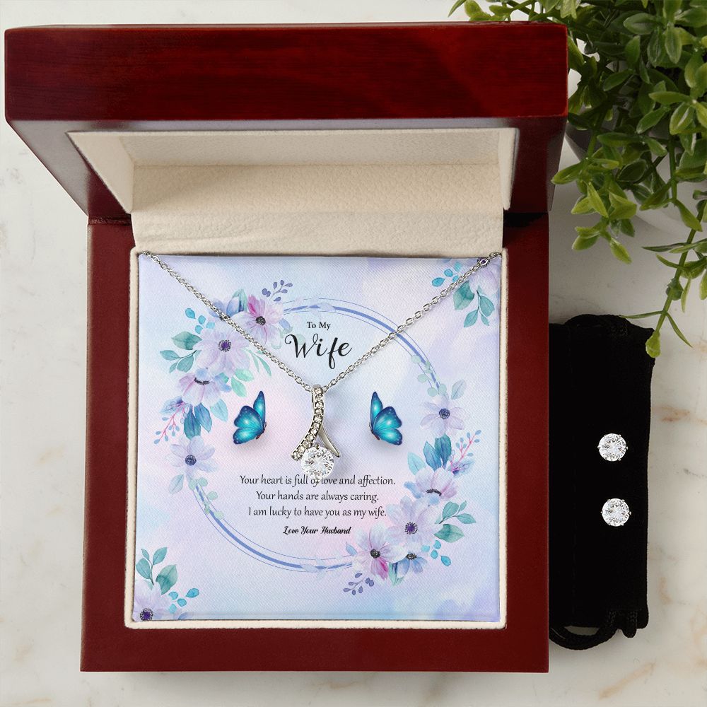 My Wife, Your Heart is Full of Love and Affection - Alluring Beauty &amp; Clear CZ Earrings – Gift for Wife