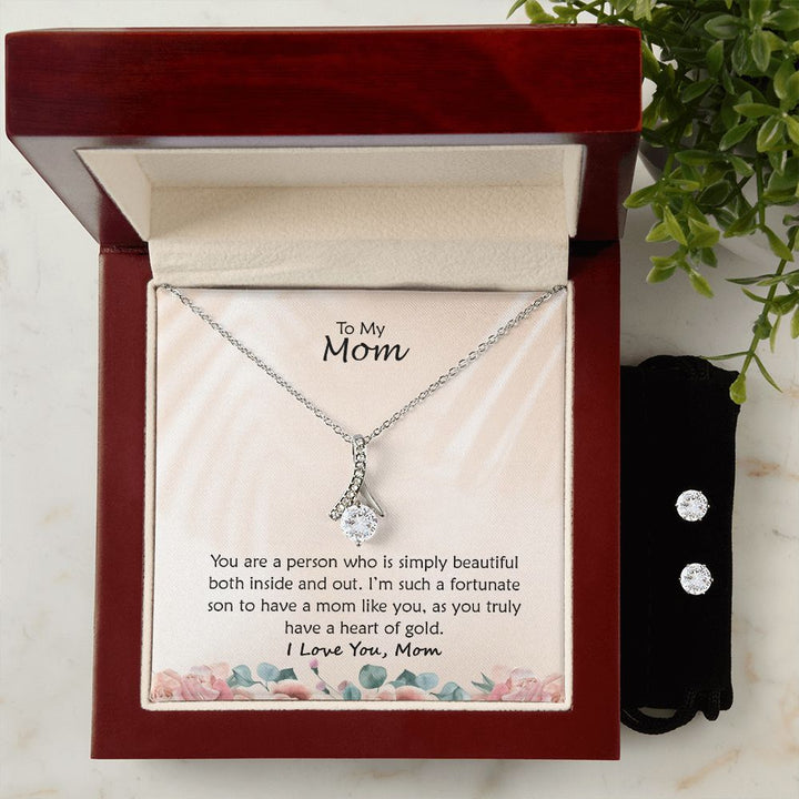 To My Mom, You Are A Person Who Is Simply Beautiful Both Inside and Out – Alluring Beauty &amp; Clear CZ Earrings – Gift for Mom
