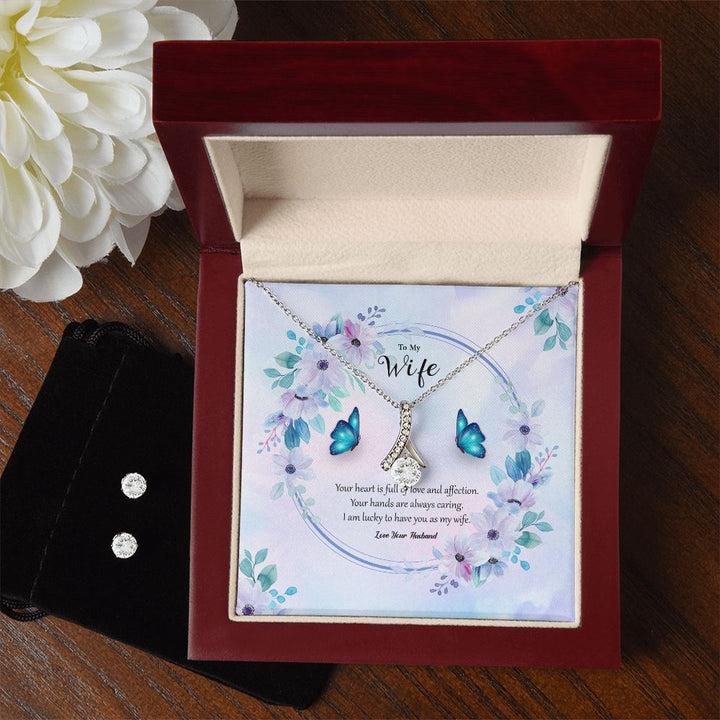 My Wife, Your Heart is Full of Love and Affection - Alluring Beauty &amp; Clear CZ Earrings – Gift for Wife