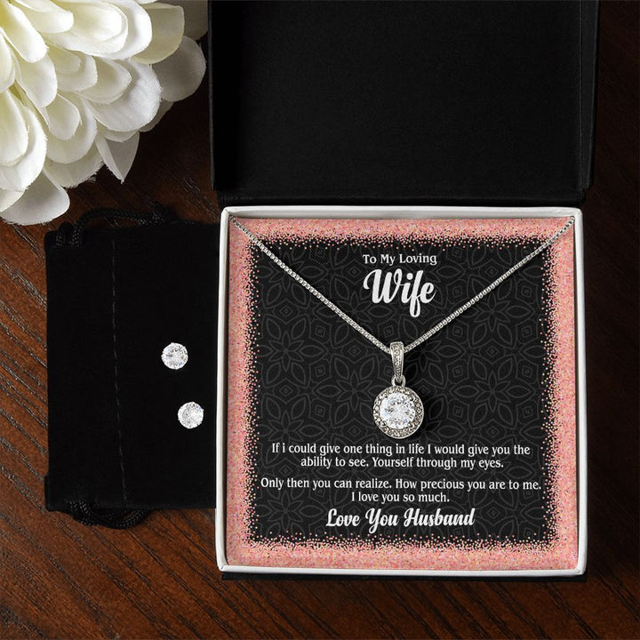 To My Loving Wife, I Love You So Much - Eternal Hope Necklace &amp; Clear CZ Earrings – Gift for Wife