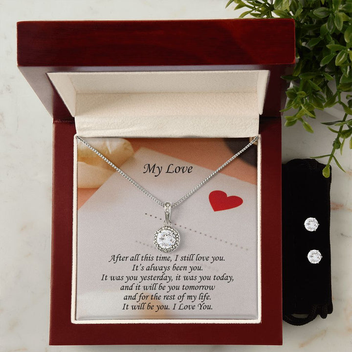 My Love, After All This Time I Still Love You - Eternal Hope Necklace &amp; Clear CZ Earrings – Gift for Wife