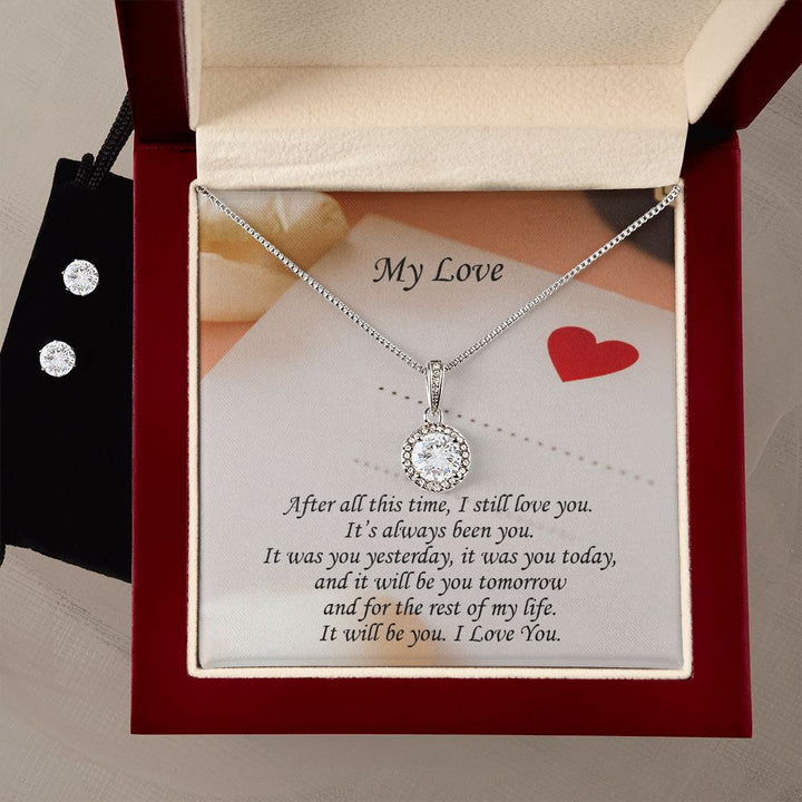 My Love, After All This Time I Still Love You - Eternal Hope Necklace &amp; Clear CZ Earrings – Gift for Wife