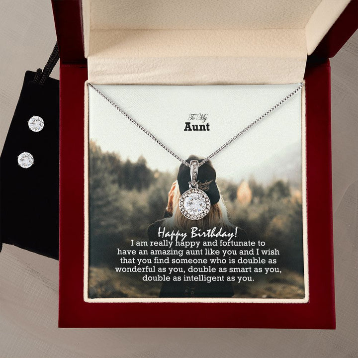 To My Aunt, I Am Really Happy &amp; Fortunate To Have An Amazing Aunt Like You - Eternal Hope Necklace &amp; Clear CZ Earrings - Gift for Aunt