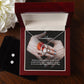 To My Granddaughter, Distance May Separate Us But We're Connected By Heart - Forever Love Necklace & Clear CZ Earrings - Gift for Granddaughter