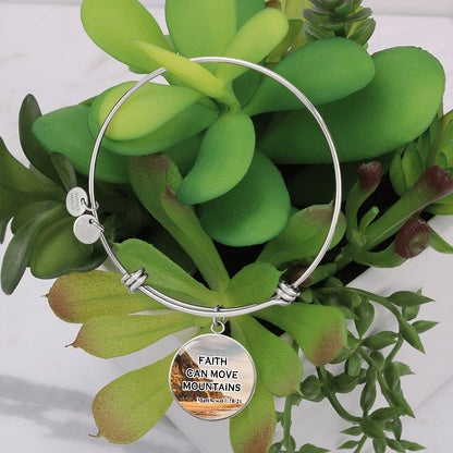 Faith Can Move Mountains - Circle Bangle - Gift for Her