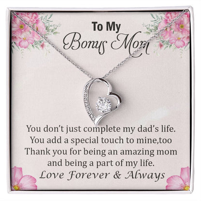 To My Bonus Mom, Thank You for Being an Amazing Mom - Forever Love Necklace - Gift for Mom