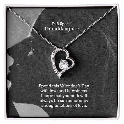 To A Special Granddaughter, Spend This Valentine's Day With Love & Happiness - Forever Love Necklace - Gift for Granddaughter