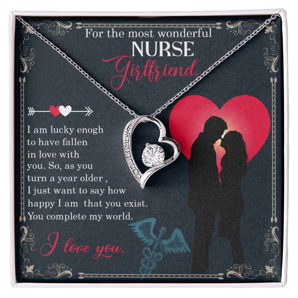 For The Most Wonderful Nurse Girlfriend, You Complete My World - Forever Love Necklace - Gift for Girlfriend