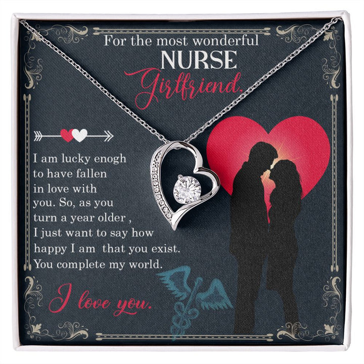 For The Most Wonderful Nurse Girlfriend, You Complete My World – Forever Love Necklace – Gift for Girlfriend