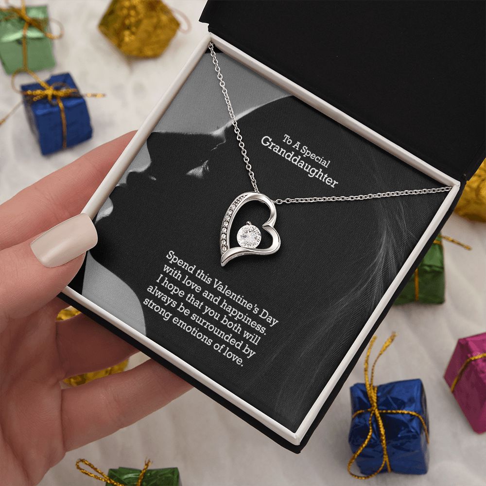 To A Special Granddaughter, Spend This Valentine's Day With Love & Happiness - Forever Love Necklace - Gift for Granddaughter