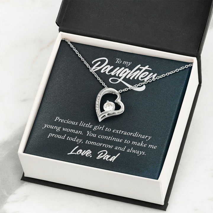 To My Daughter, Precious Little Girl To Extraordinary Young Woman - Forever Love Necklace – Gift for Daughter
