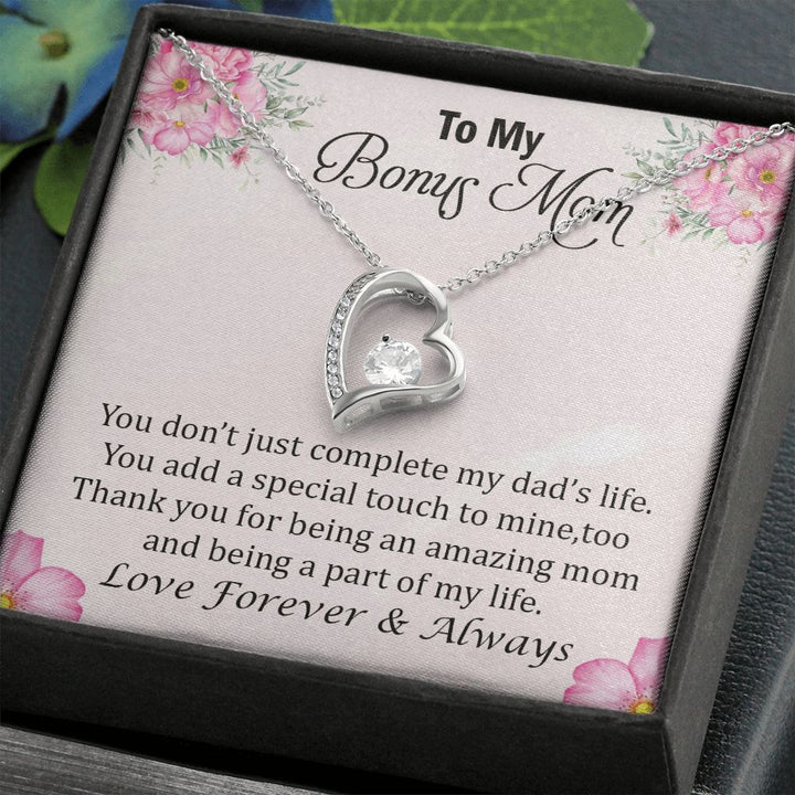 To My Bonus Mom, Thank You for Being an Amazing Mom Forever Love Necklace – Gift for Mom