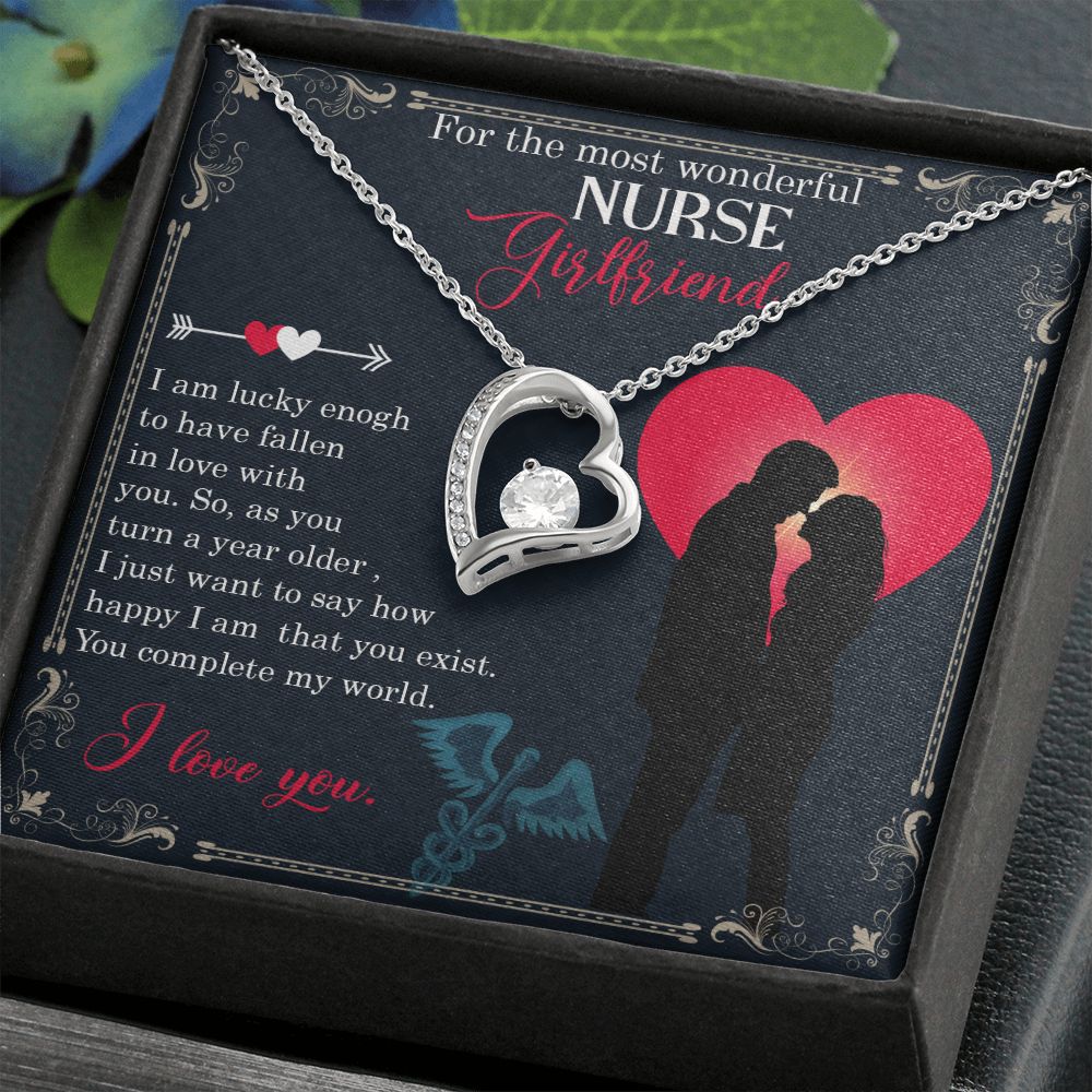 For The Most Wonderful Nurse Girlfriend, You Complete My World - Forever Love Necklace - Gift for Girlfriend