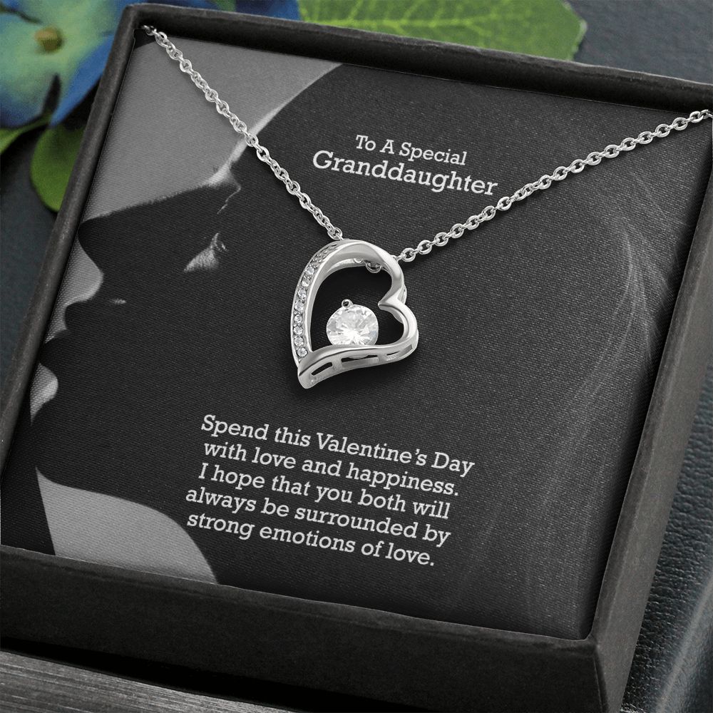 To A Special Granddaughter, Spend This Valentine's Day With Love & Happiness - Forever Love Necklace - Gift for Granddaughter