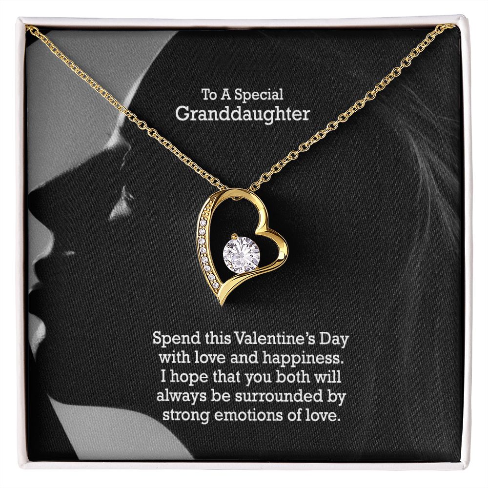 To A Special Granddaughter, Spend This Valentine's Day With Love & Happiness - Forever Love Necklace - Gift for Granddaughter