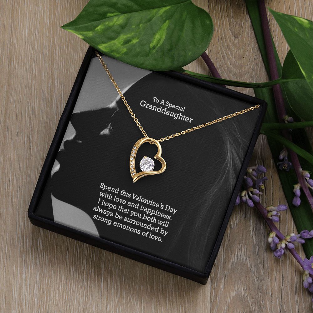 To A Special Granddaughter, Spend This Valentine's Day With Love & Happiness - Forever Love Necklace - Gift for Granddaughter