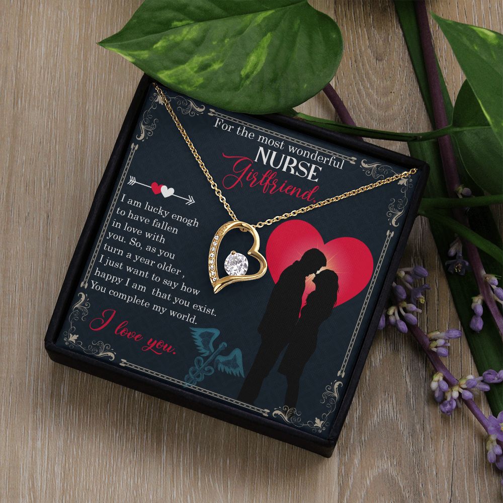 For The Most Wonderful Nurse Girlfriend, You Complete My World - Forever Love Necklace - Gift for Girlfriend
