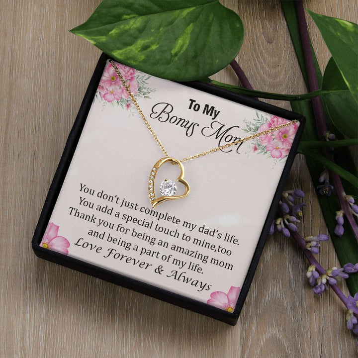 To My Bonus Mom, Thank You for Being an Amazing Mom Forever Love Necklace – Gift for Mom